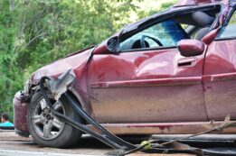 damaged car after a side impact accident