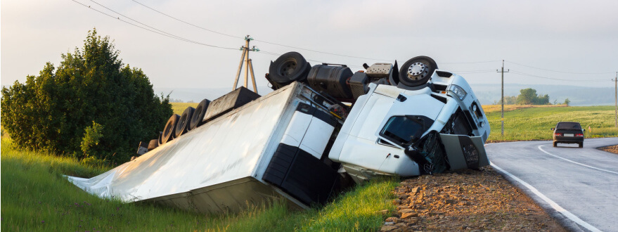 overturned tractor trailer truck