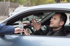 Driver refusing to take the breathalyzer test.